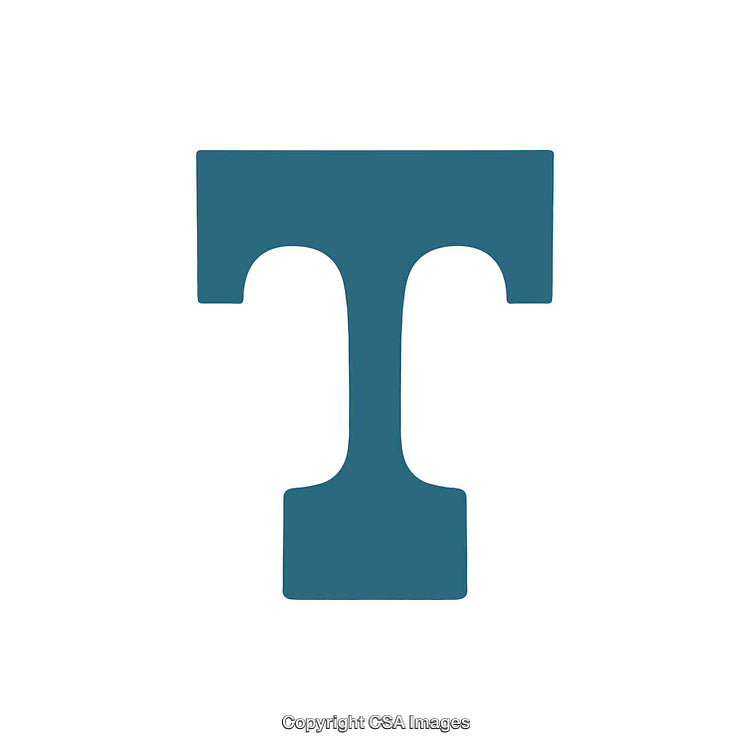 Blue Letter T Isolated on a White Background