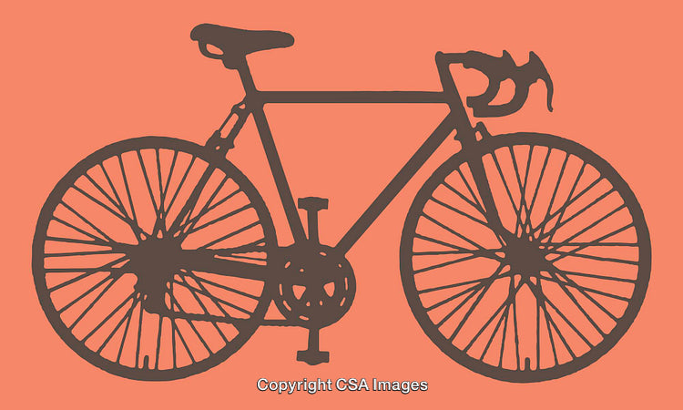 Silhouette of a Road Bicycle on an Orange Background in Artistic Style