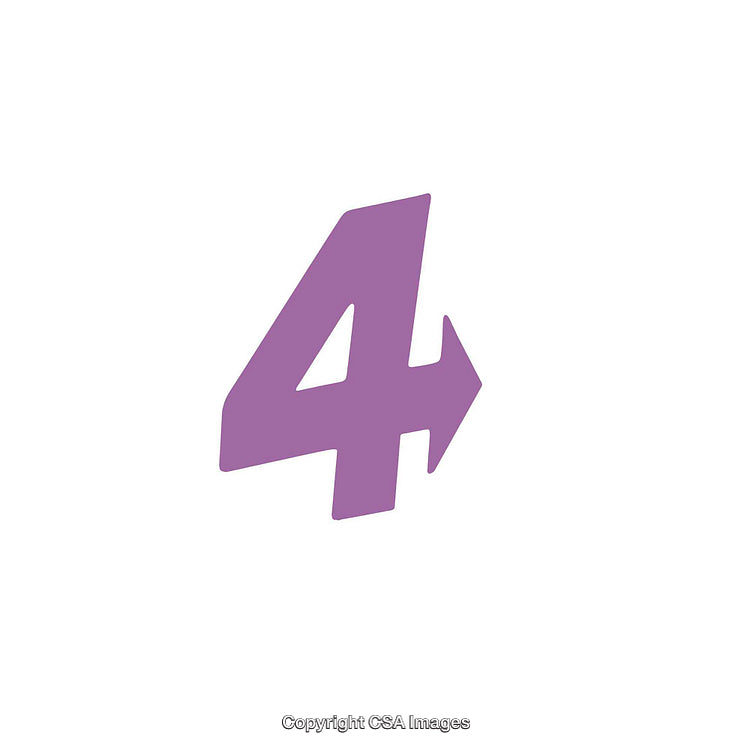 Purple Number Four With Arrow on White Background