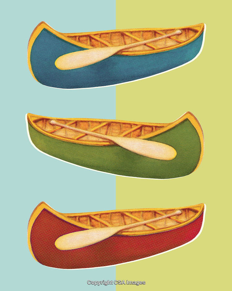 Colorful Canoe Designs on Textured Background for Outdoor Adventure Concept