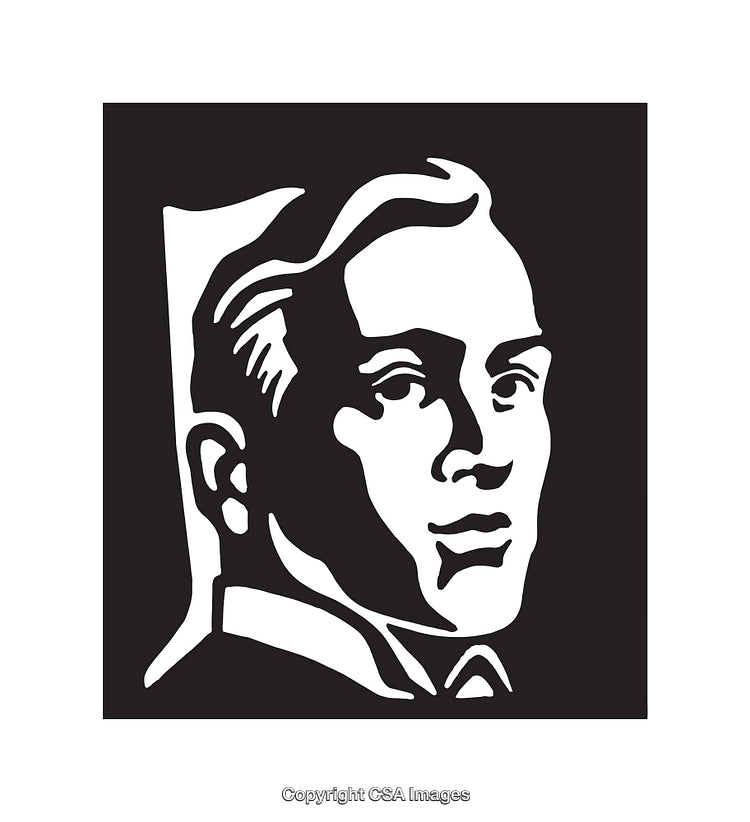 Monochrome Illustrative Portrait of a Man in Black and White Design