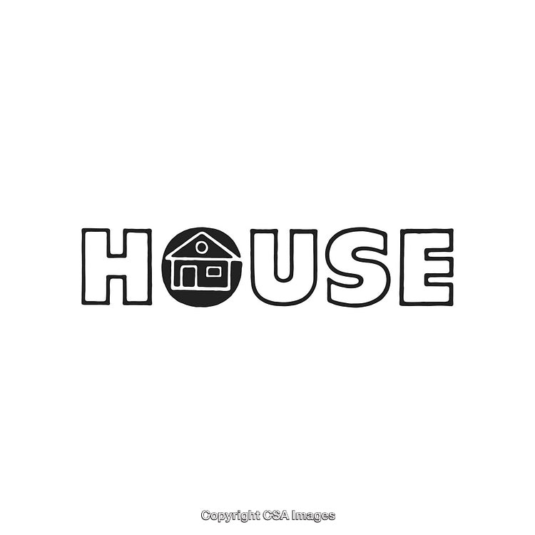 Creative Typography Design Featuring a House Icon and Bold Lettering Style
