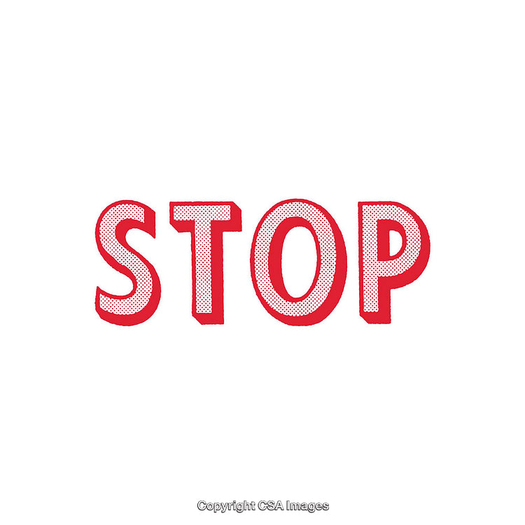 Red Typography Depicting the Word Stop in a Bold Comic Style