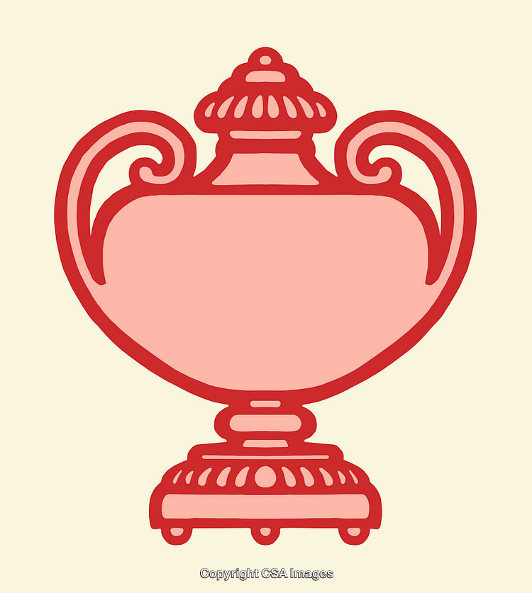 Elegant Ornamental Vase in Red and Pink Illustration