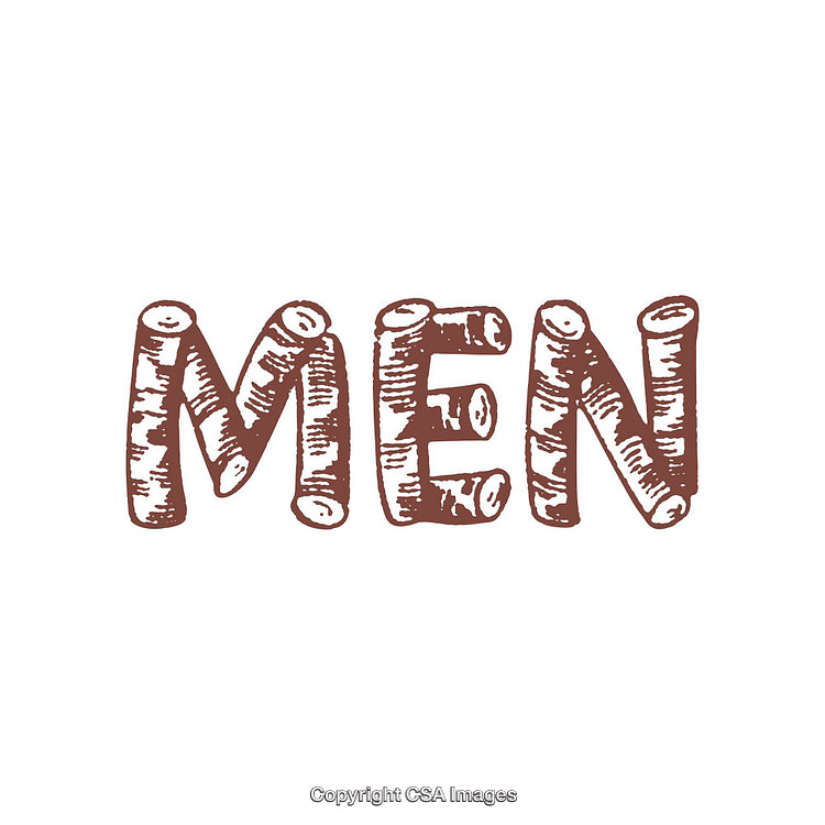 Vintage Styled Word Art of Wooden Log Letters Forming 'MEN'