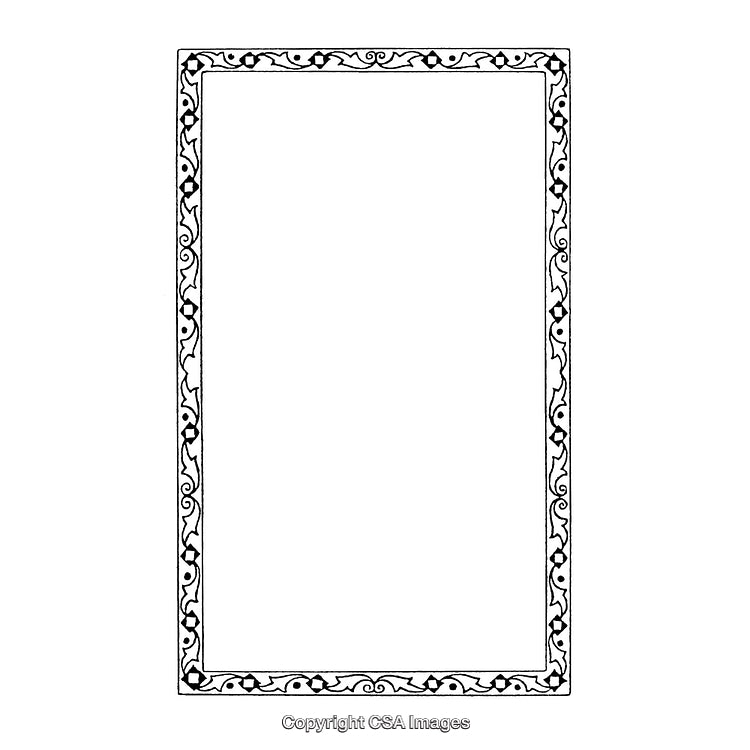 Intricate Black and White Ornate Border Design With Floral Pattern Accent