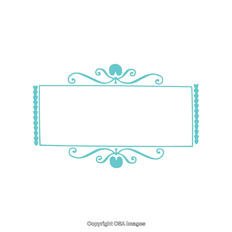 Ornate Turquoise Frame with Apple Motif and Blank Center Space