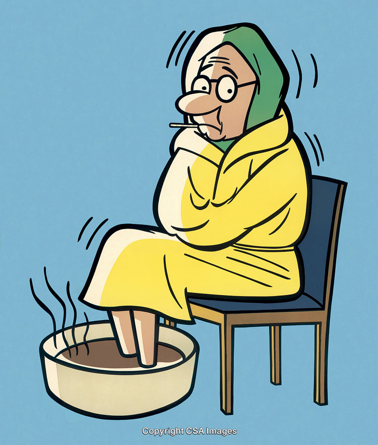 Elderly Woman Soaking Feet in Warm Water for Relaxation and Comfort