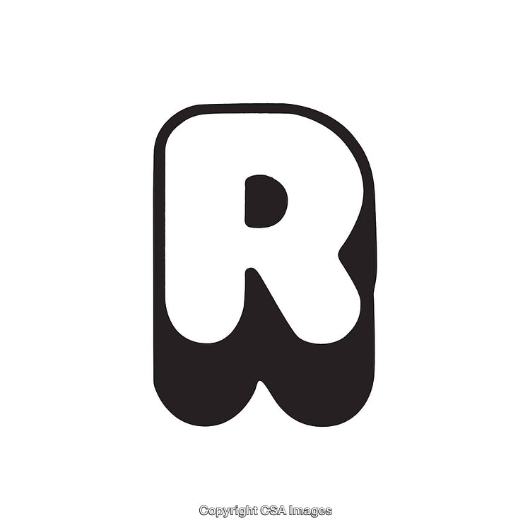 Creative Design of the Letter R in Bold Black and White Style