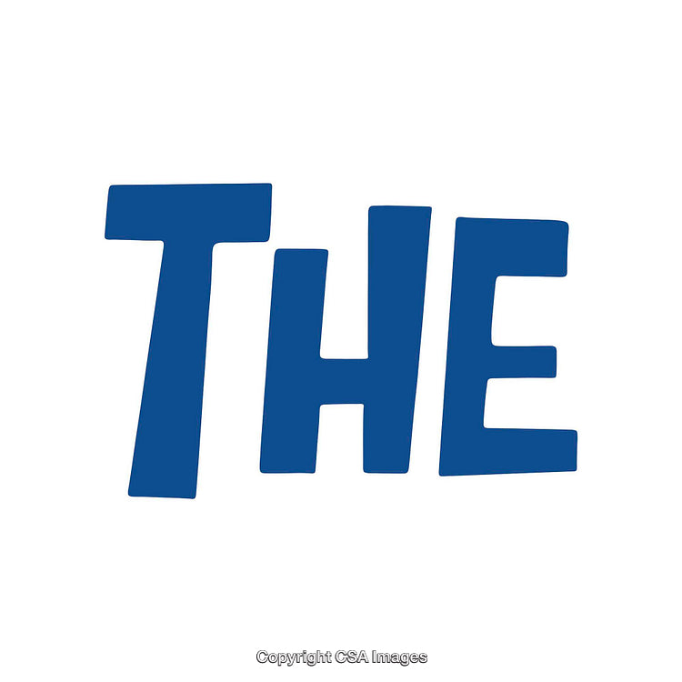 Bold Blue Text Design Featuring the Word 'The' on White Background