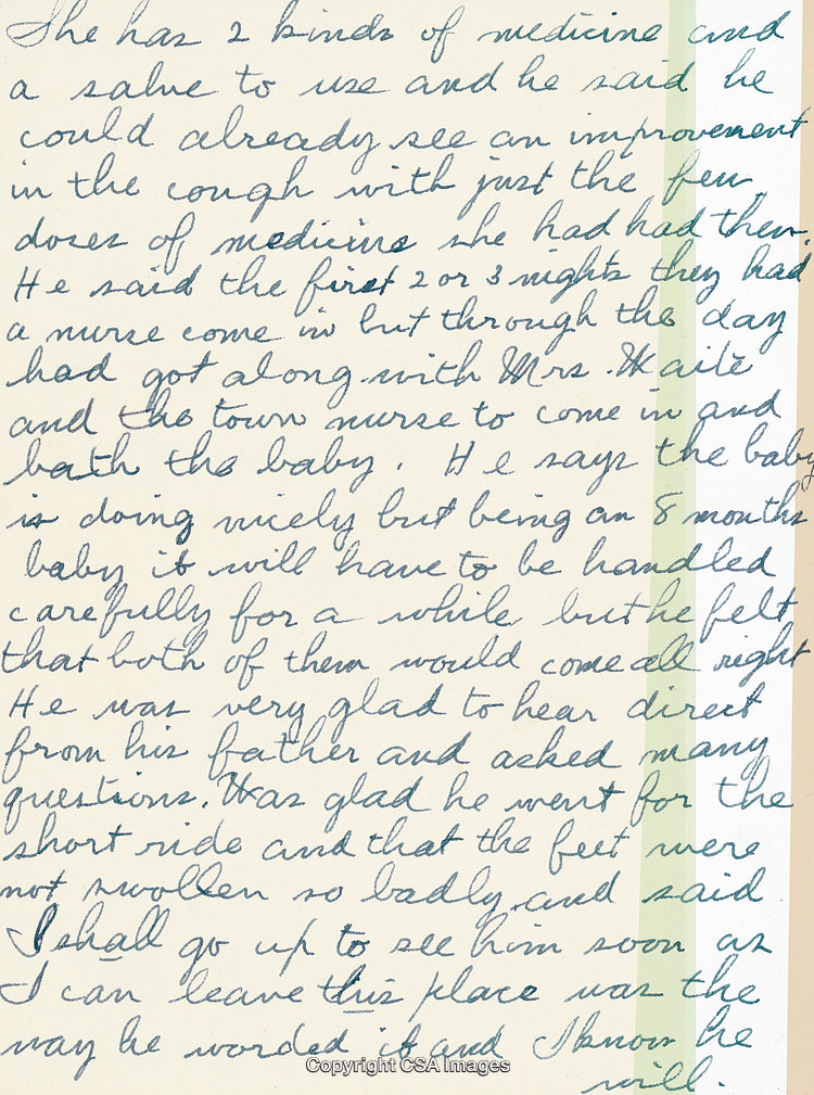 Handwritten Letter Depicting Medical Care for Baby and Parental Reflection