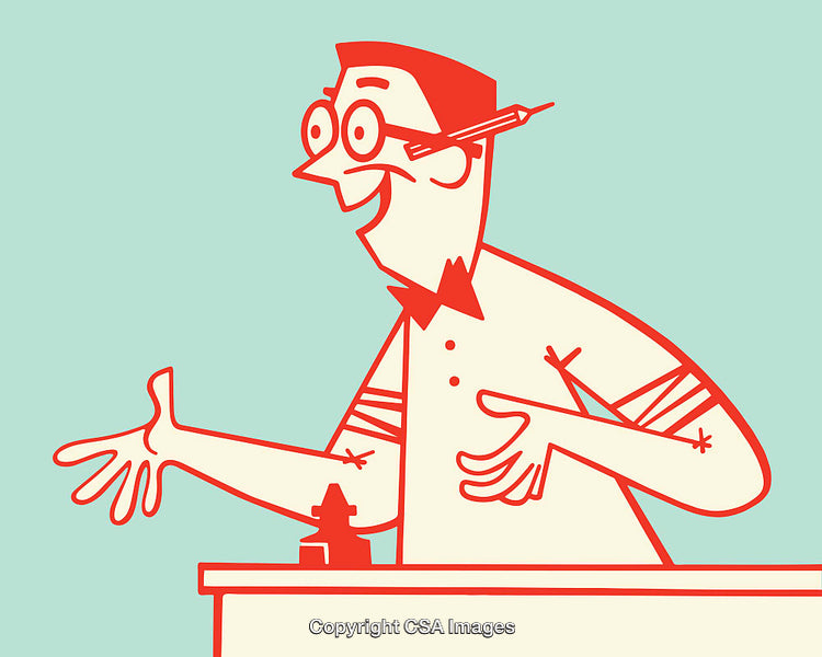 Colorful Line Art Illustration of a Cheerful Business Professional
