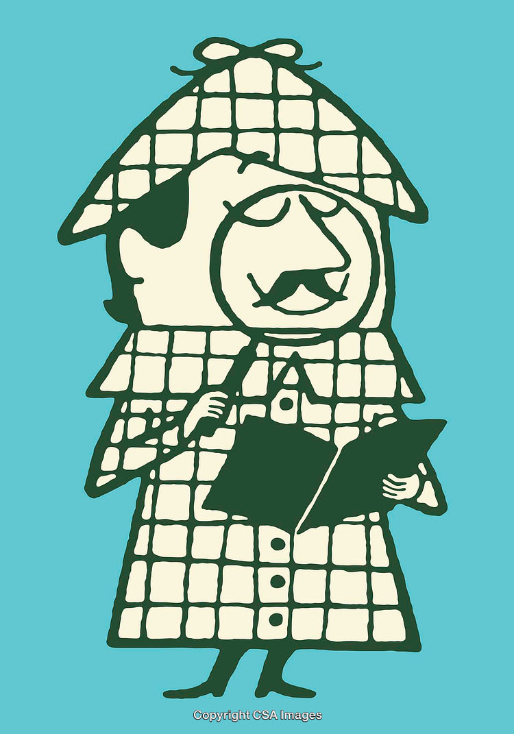 Vintage Detective-Themed Illustration Character With Unique Artistic Style