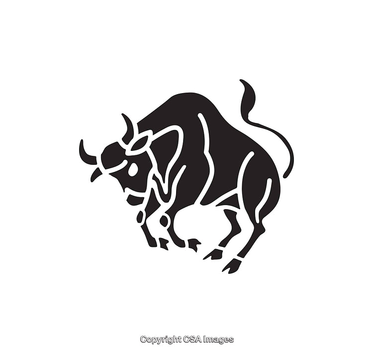 Black and White Bull Silhouette Symbolizing Strength and Determination