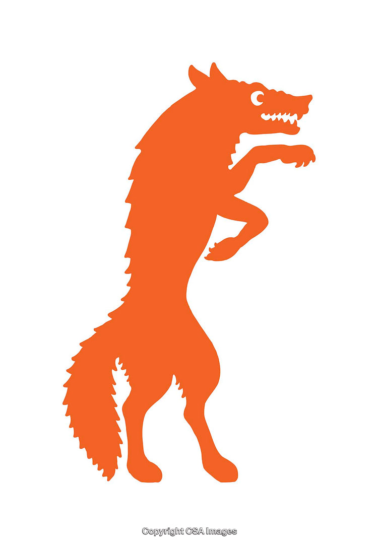 Silhouette of an Orange Wolf Icon in Aggressive Posture