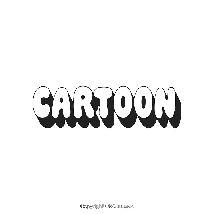 Playful Black and White Text Design Featuring the Word Cartoon