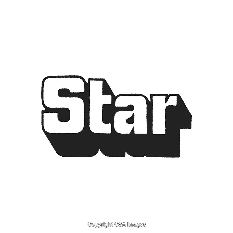 Bold Black and White Star Text with Drop Shadow Effect