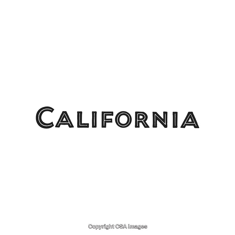 California State Name in Bold Retro Style Black Typeface on White Background