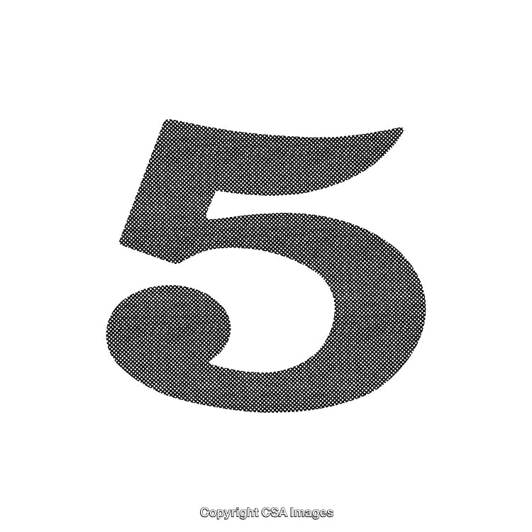 Stylized Number Five in Halftone Dot Pattern on White Background