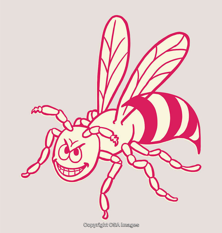 Colorful Cartoon Line Art of a Smiling Bee with Bold Design