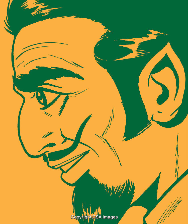 Artistic Profiling Illustration of a Man in Graphic Flat Style