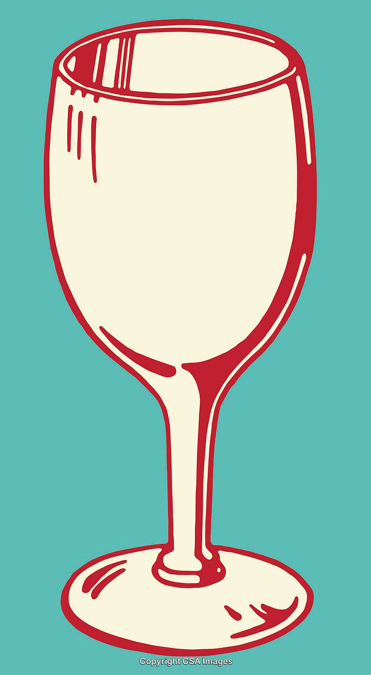 Color Line Art Illustration of a Wine Glass on Turquoise Background