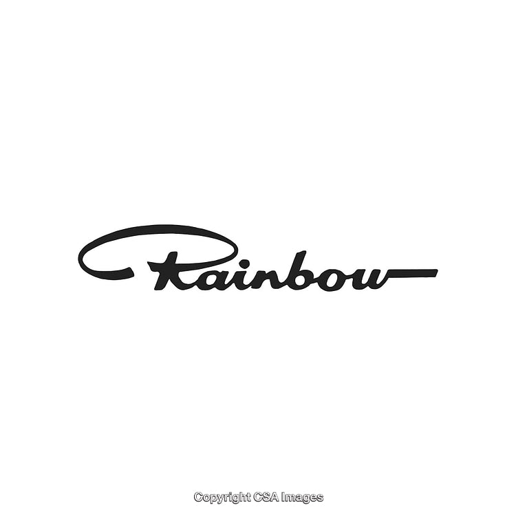 Elegant Black Calligraphy of the Word 'Rainbow' on a White Background