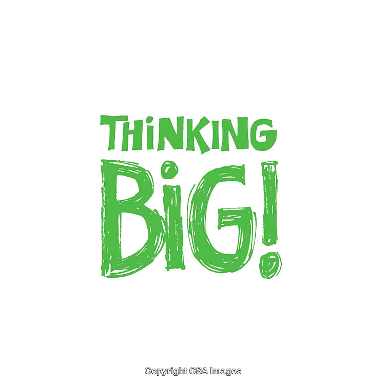 Vibrant Hand-Drawn Lettering Saying 'Thinking Big' in Green