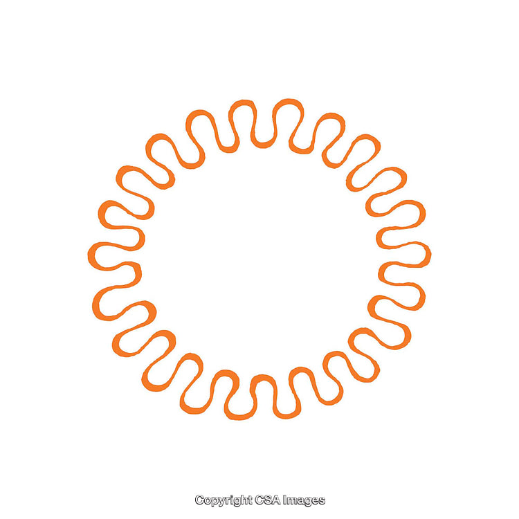Abstract Orange Loop Pattern Forming a Circle on White Background