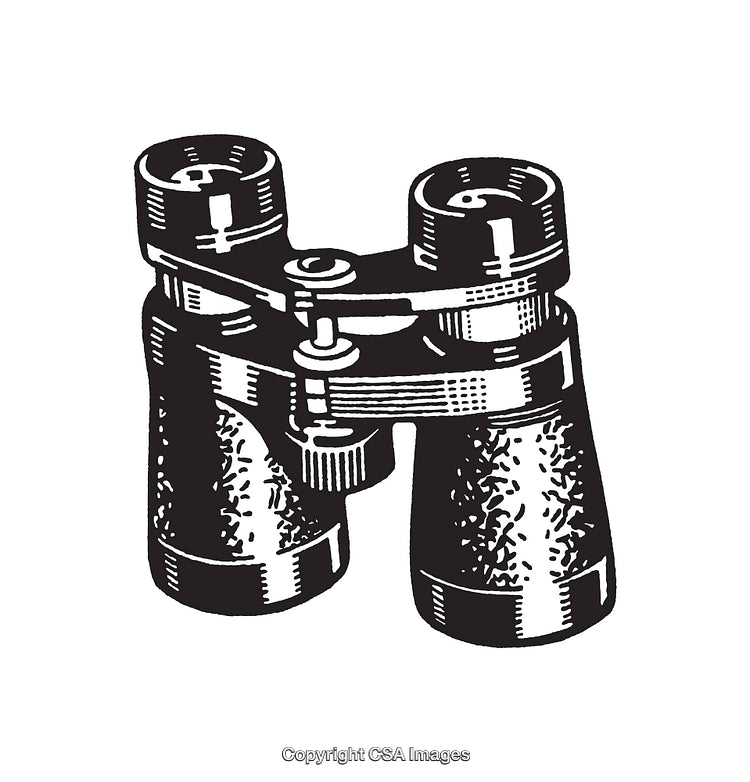 Vintage Style Illustration of Binoculars in Classic Black and White Line Art