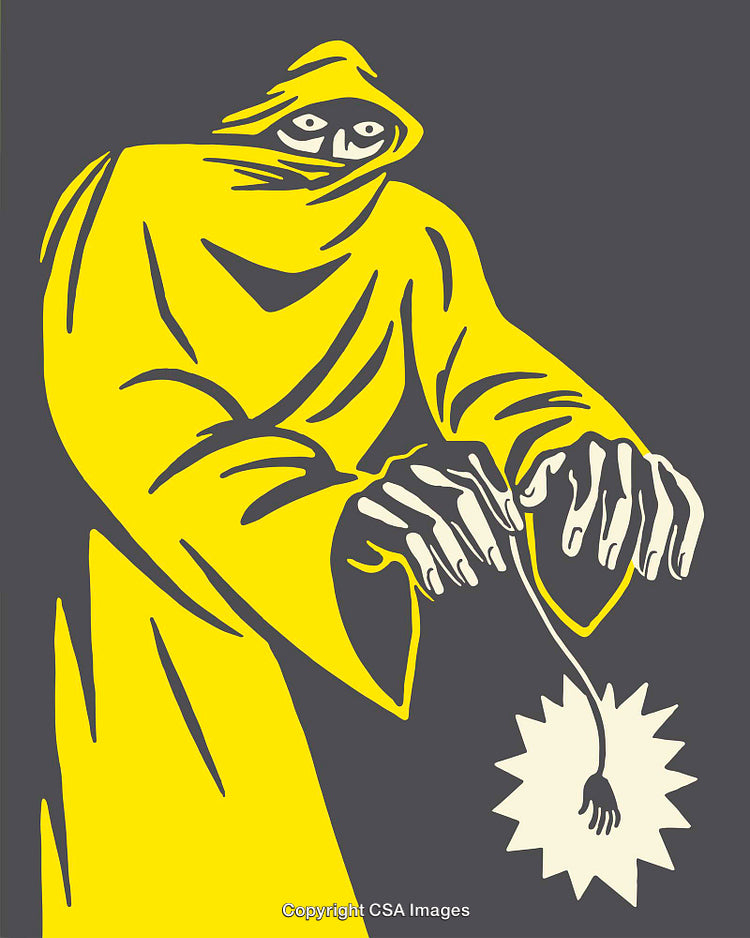 Hooded Figure in Yellow Cloak Holding a Star Ornament Illustration
