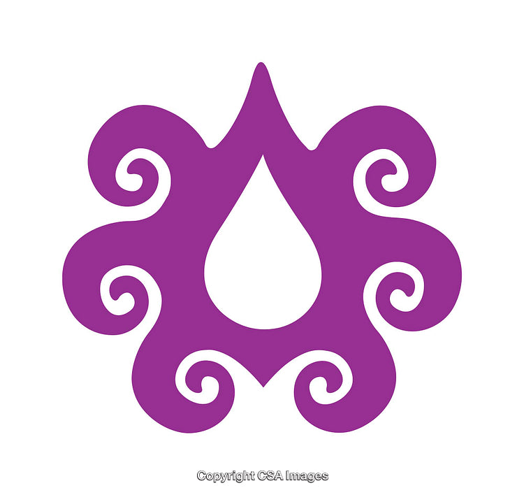 Purple Abstract Decorative Icon with Waterdrop and Swirl Design