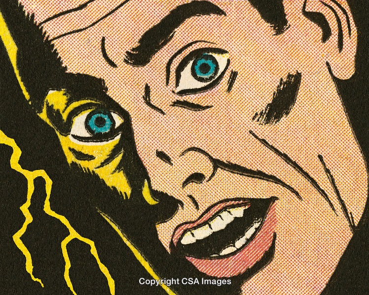 Comic Style Illustration of a Surprised Expression with Bright Colors