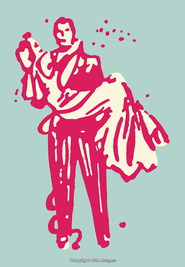 Stylized Line Art Illustration of a Romantic Couple Dancing Together