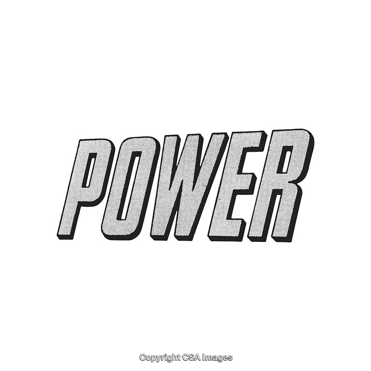Dynamic Bold Typography Design Highlighting the Word Power in Black and White