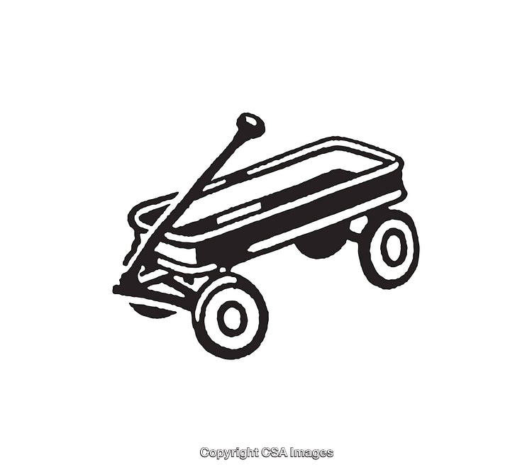 Black And White Line Art Illustration of a Classic Wagon