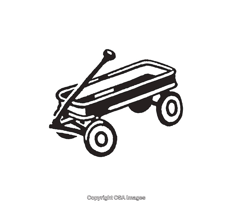 Black And White Line Art Illustration of a Classic Wagon