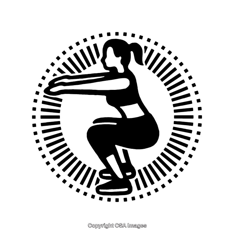 Black and White Fitness Icon of Woman Performing Squats