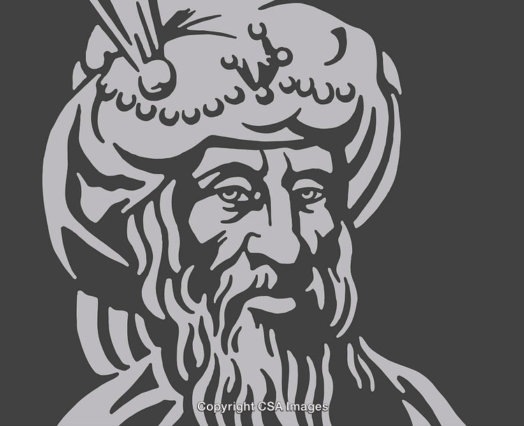 Stylized Line Art Illustration of a Bearded Historical Figure