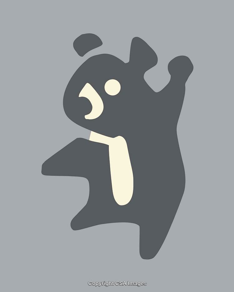 Minimalistic Cartoon Bear Illustration with Gray and Cream Features