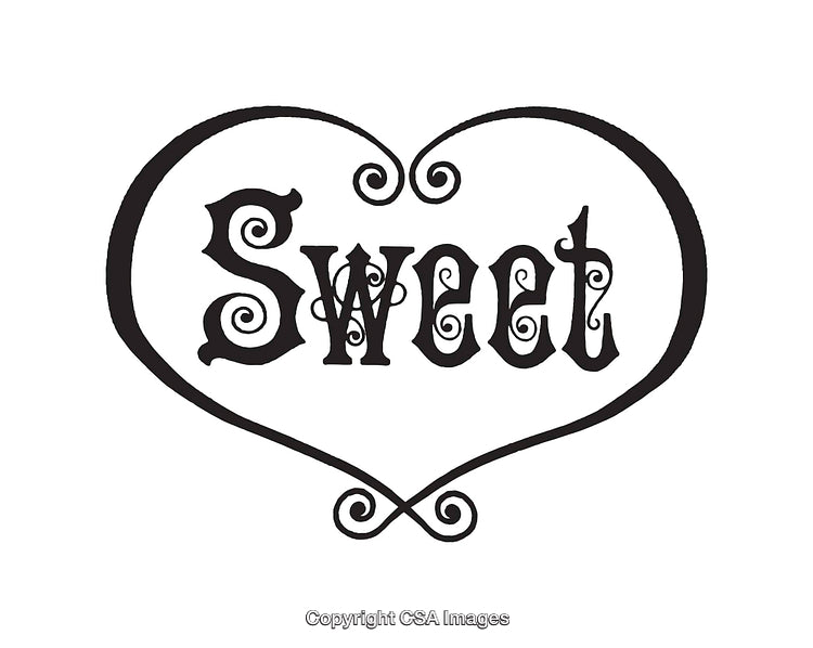 Black and White Heart-Shaped Sweet Text Illustration
