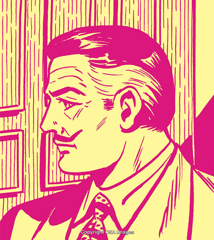 Retro Illustration of a Businessman in Profile View With Vintage Style