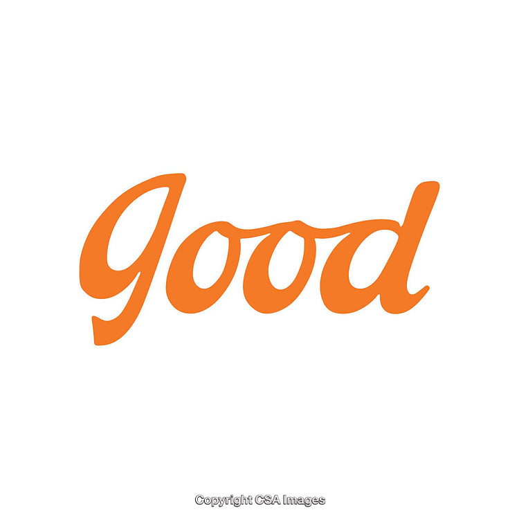 Bold Orange "Good" Text on Clean White Background