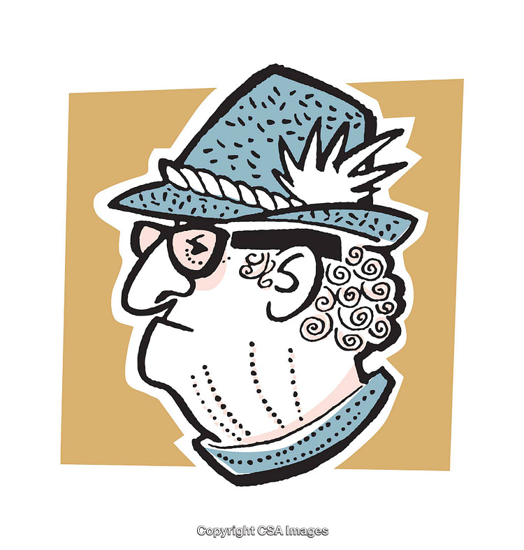 Side Profile Cartoon of Man in Hat and Glasses