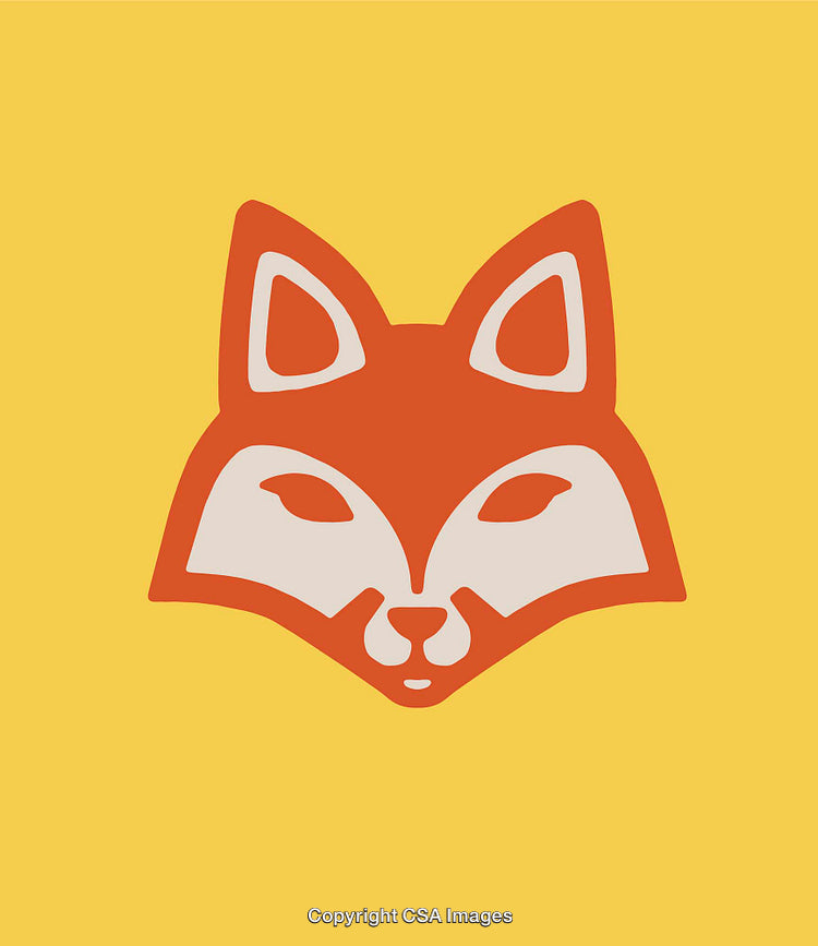 Minimalistic Red Fox Illustration on Bright Yellow Background