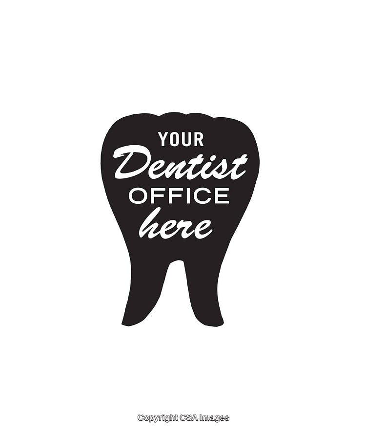Black and White Tooth-Shaped Illustration for Dental Office Signage