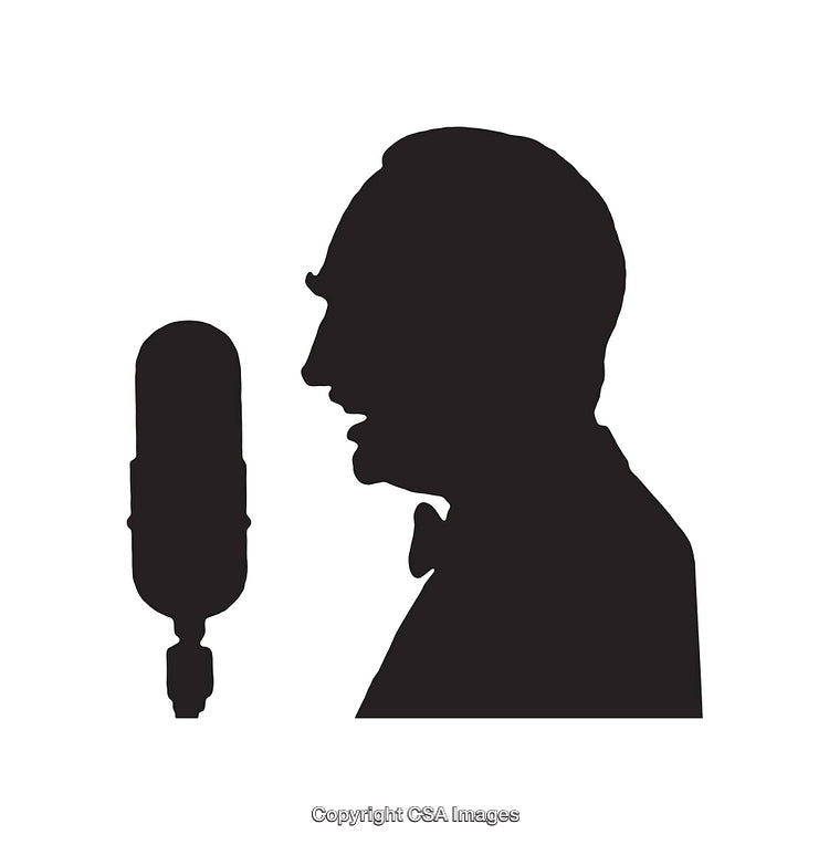 Silhouette of a Vintage Singer Performing With Microphone