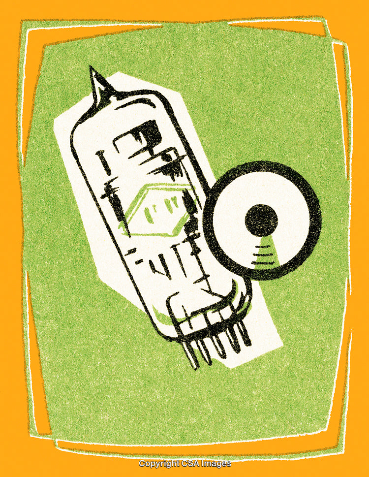 Artistic Depiction of a Vacuum Tube with Geometric Highlights