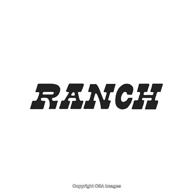 Black Bold Text Display of the Word Ranch on White Background