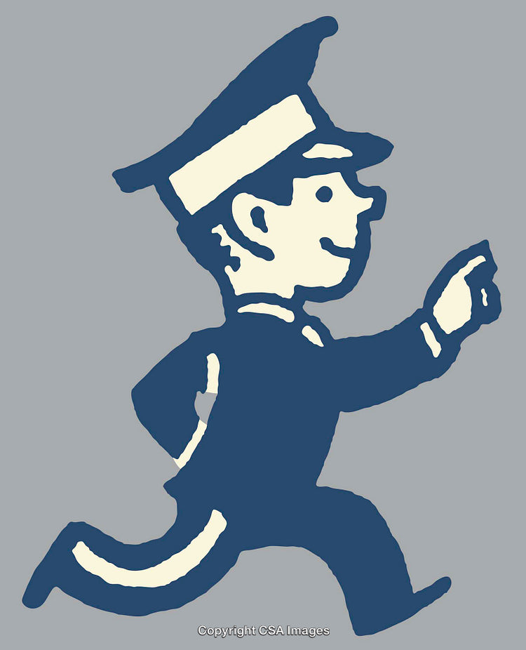 Vintage Illustration of a Uniformed Marching Character in Artistic Line Art Style